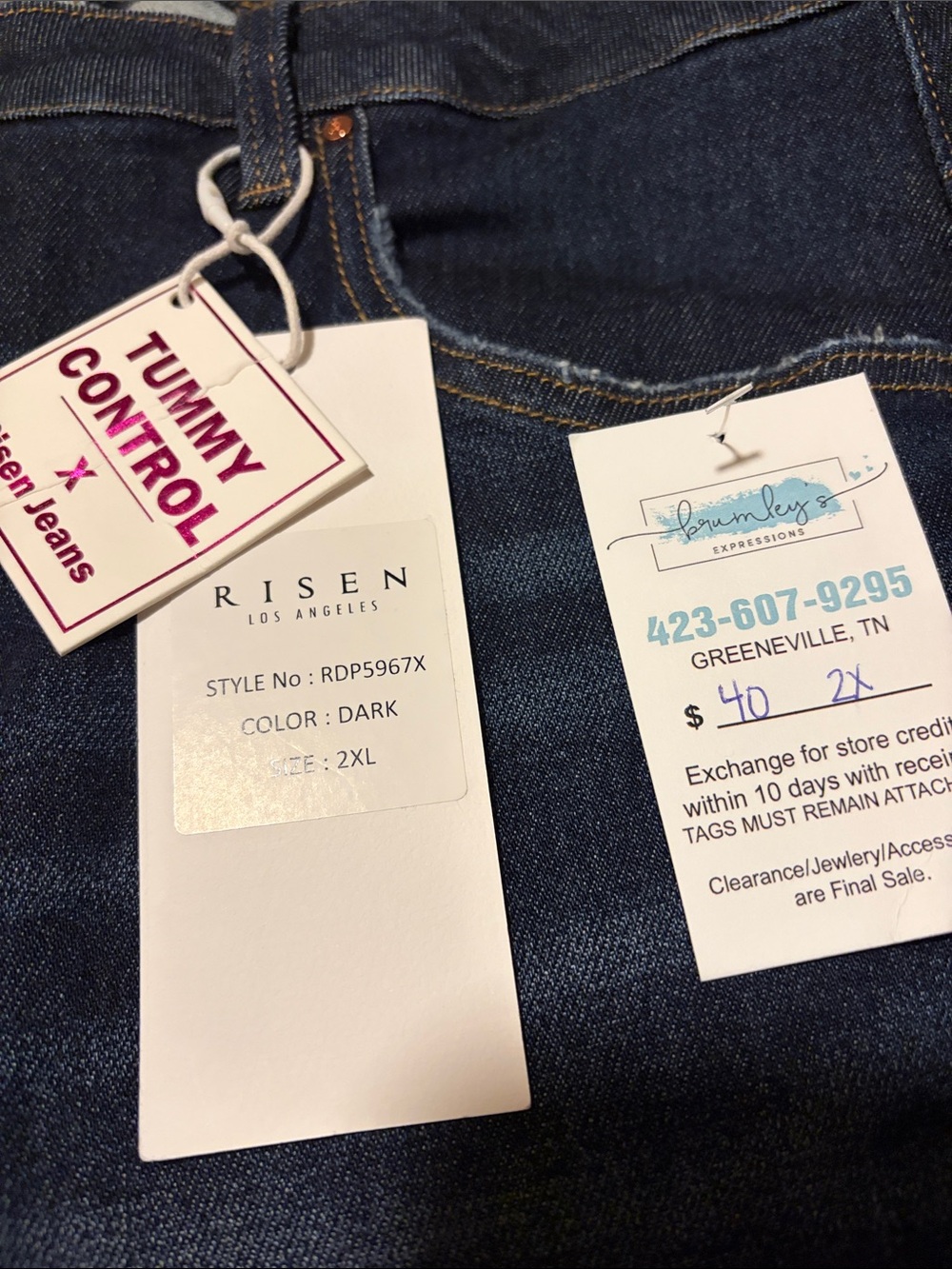 Risen High-Rise Wide-Leg Jeans in Dark Indigo - Picture 2 of 7